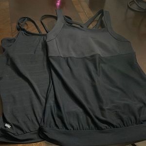 2 Black sport top with built in sports bra